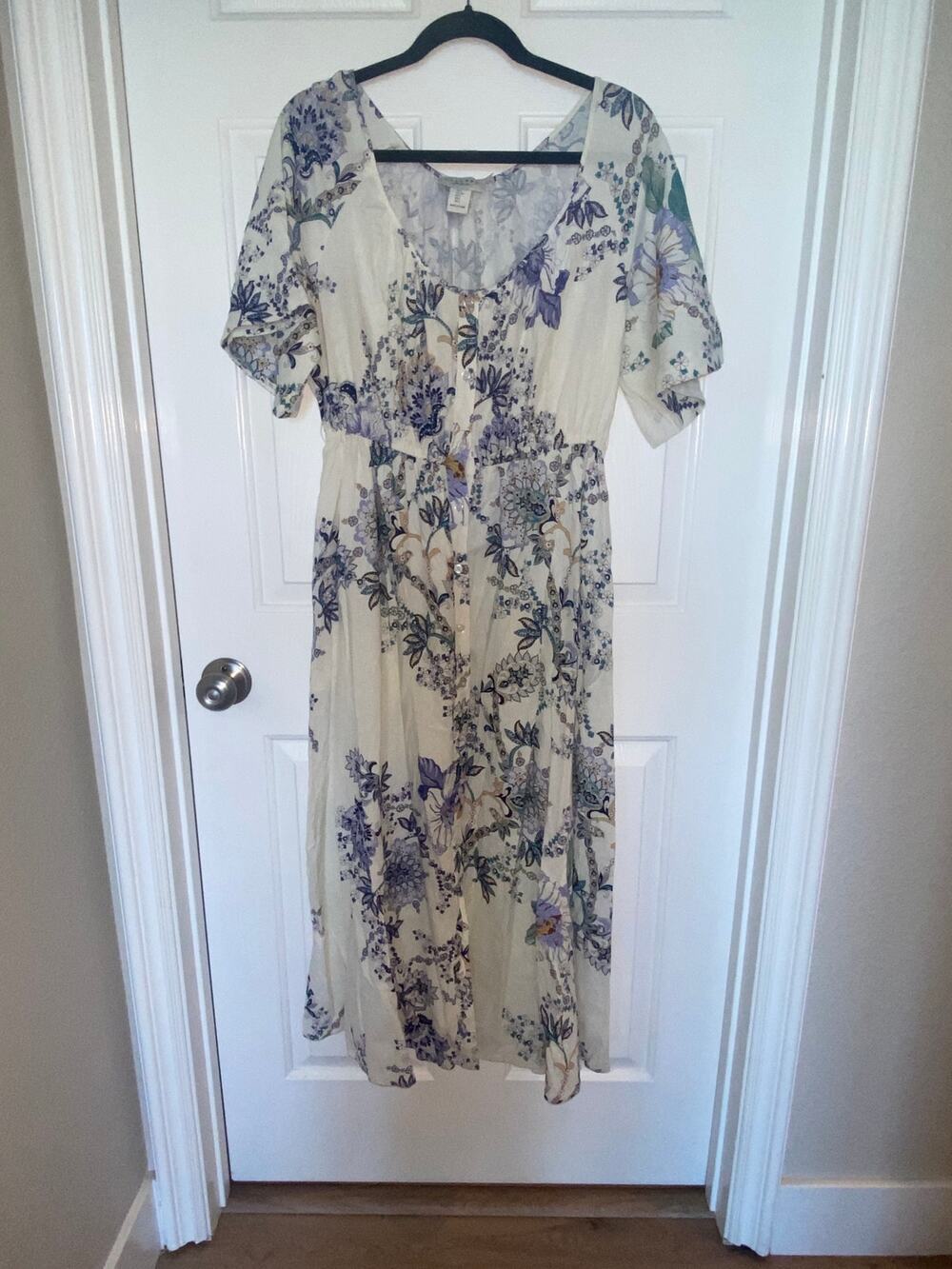 CALYPSO ST. BARTH Linen Blend Floral Print Maxi Dress S/S Size  Small
